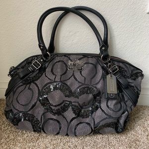Authentic Sequined Fabric Coach Purse